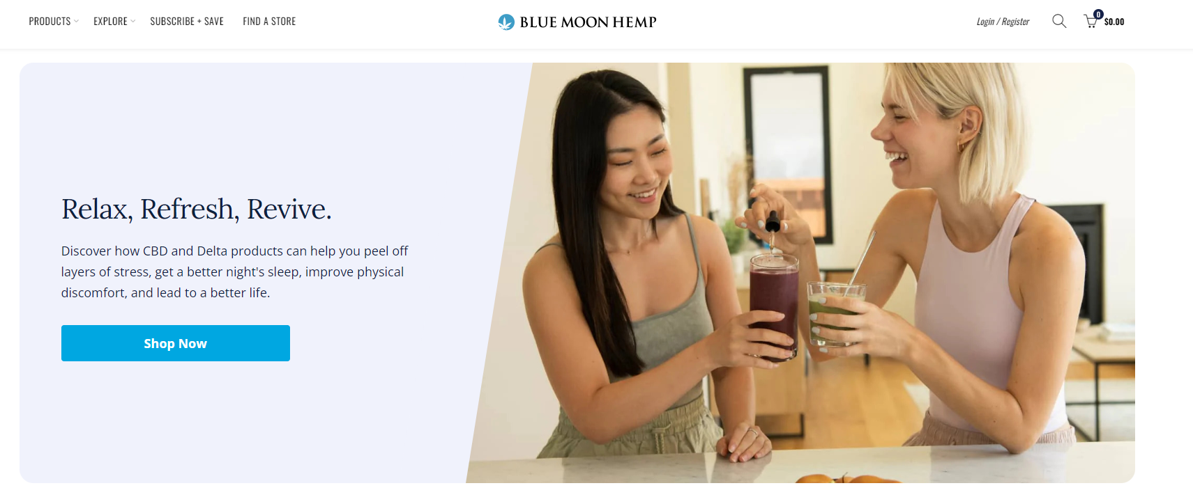 Blue Moon Hemp Affiliate Program Homepage Image
