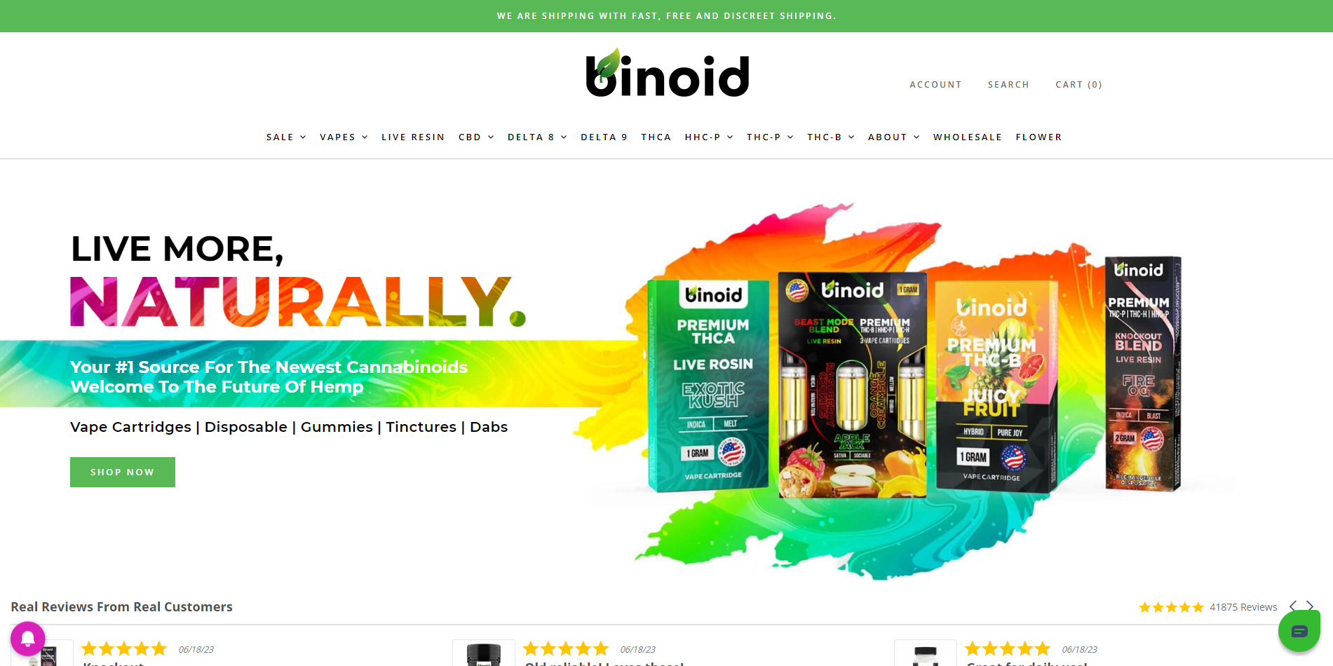 Binoid CBD Affiliate Program homepage image