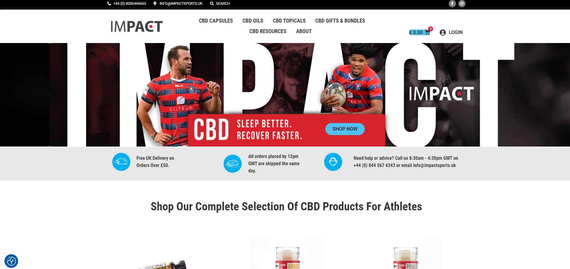 IMPACT SPORTS CBD Affiliate Program Homepage Image