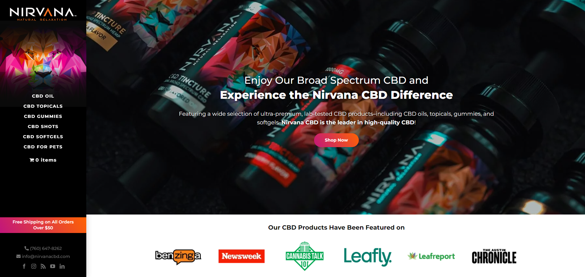 Nirvana CBD Affiliate Program Homepage Image