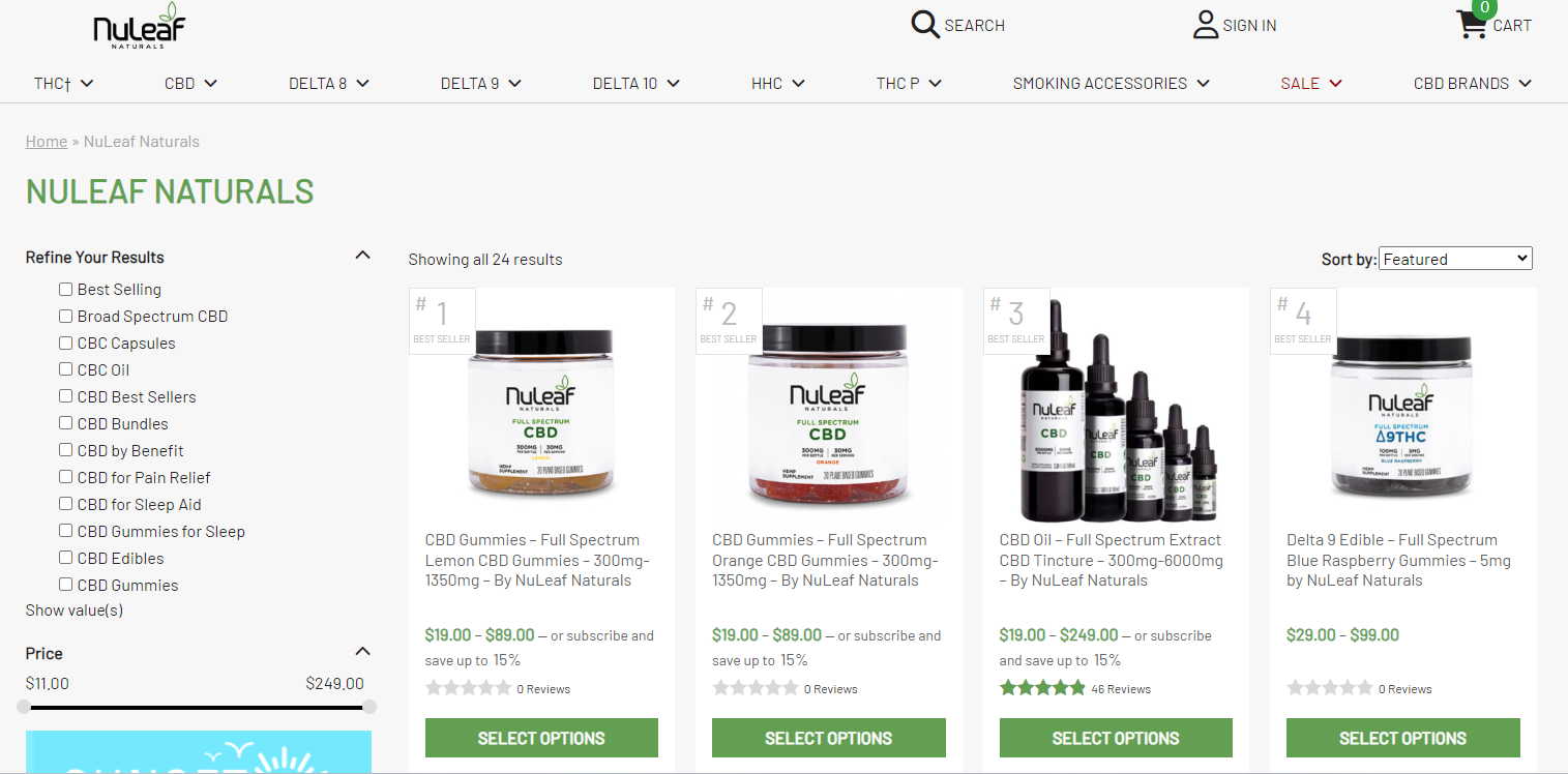 NuLeaf CBD.co Homepage