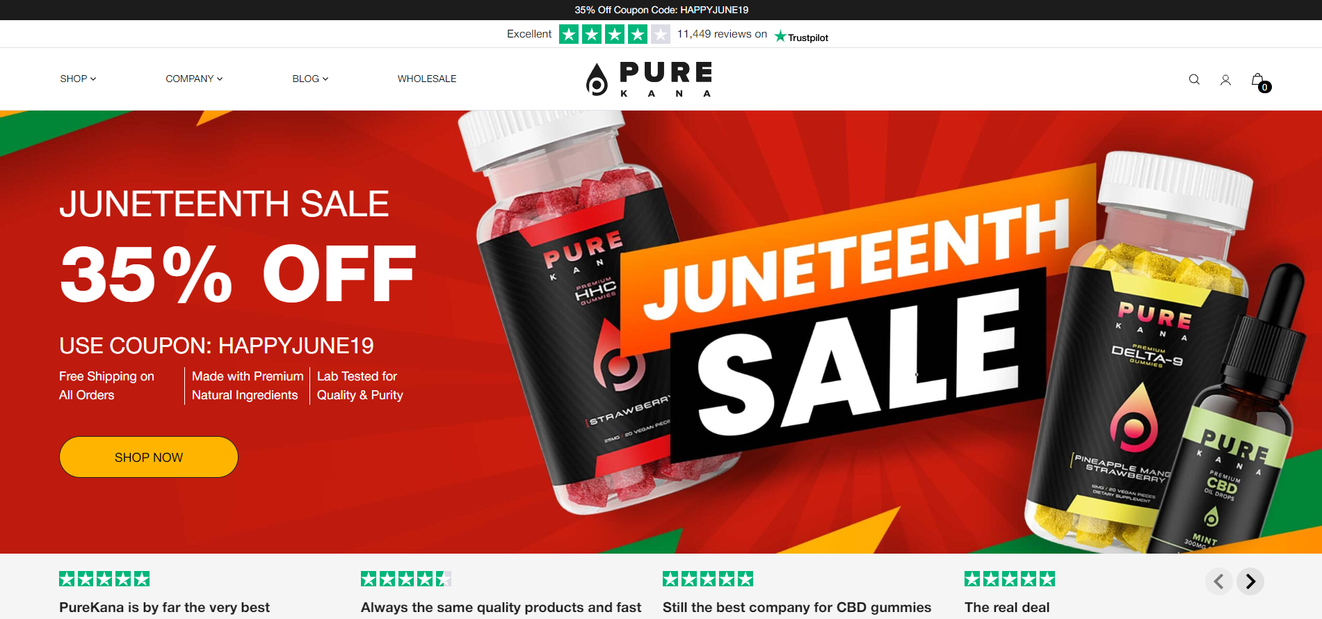 PureKana CBD Gummies Affiliate Program Homepage image